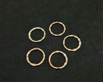 5pc x 15mm Tarnish Resistant Gold Plated Textured Solid O Rings