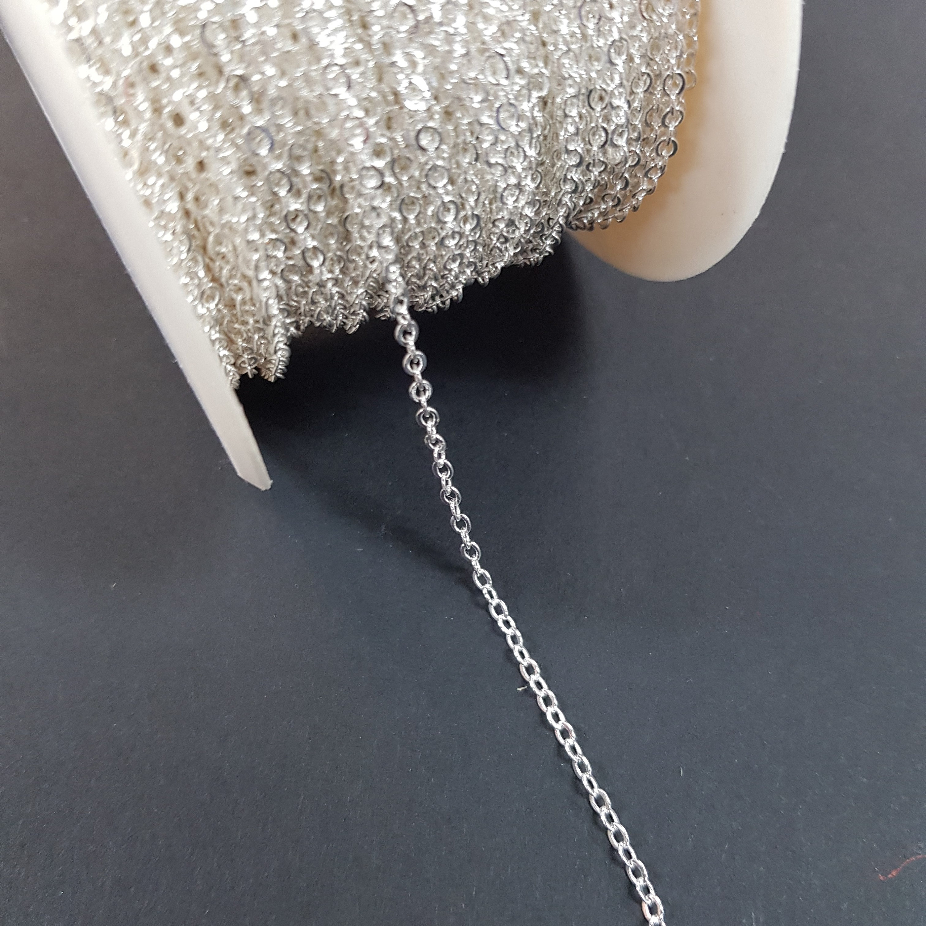 Silver Chain for Jewelry Making Sterling Silver Plated Brass Rolo Link  Cable Chain Lots Wholesale Supplies 4 Sizes You Choose Length 