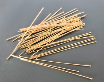 50 pcs x 70mm Tarnish Resistant Gold Plated Head Pins