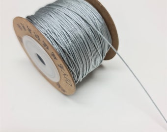 120m Roll 0.8mm Nylon Mala Thread - Silver/Grey