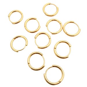 Plain Huggie Earrings 14mm 5 Pairs Gold Plated Tarnish Resistant