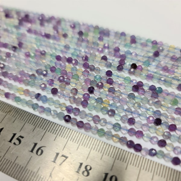 1x 3mm Faceted Fluorite Gemstone Strand