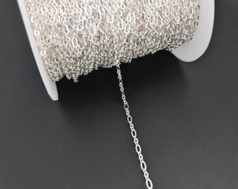 1 x Metre 4.5mm Tarnish Resistant Silver Plated Dual Link Chain #L221658 (#20)