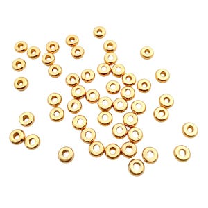 Flat Spacer Beads 5mm 50pcs Gold Plated Tarnish Resistant