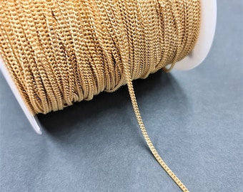 1 x Metre 2mm TARNISH RESISTANT Gold Plated Curb Chain #CTL011