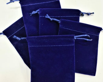 Soft Faux Suede Velvet Jewellery Gift Bags - Navy