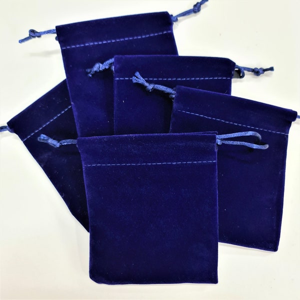 Soft Faux Suede Velvet Jewellery Gift Bags - Navy