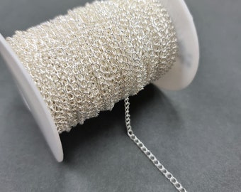 1 x Metre 4mm TARNISH RESISTANT Silver Plated Extension Chain #CXFT95