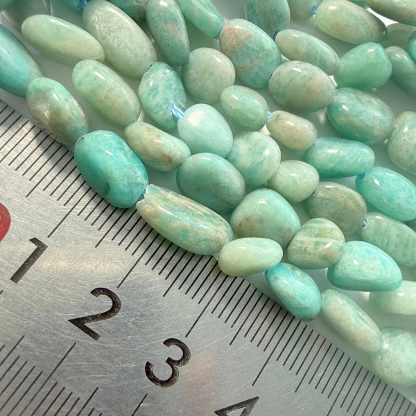 Amazonite Green Nugget Polished Gemstone Strand