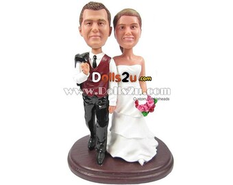 custom wedding bobbleheads, custom wedding cake topper bobbleheads