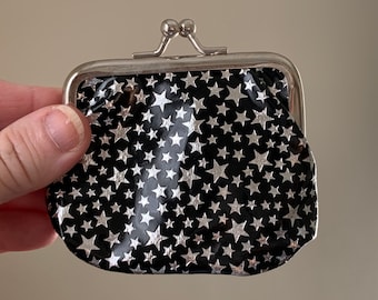 Small Unicorn Clip Frame Party Coin Purse Green or White with Silver Stars