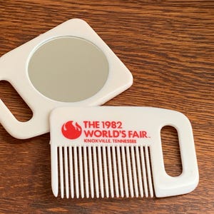 Vintage 1982 Worlds Fair Comb and Mirror Set | 1982 Worlds Fair Memorabilia Knoxville Tennessee | 1980s Plastic Comb and Mirror Set