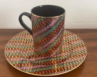 Vintage Fitz and Floyd Fil d’ Or Porcelain Mug and Plate Set