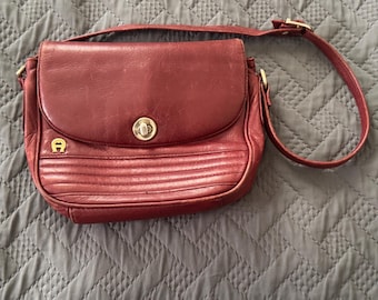 Vintage Etienne Aigner Burgandy Red Leather Purse Shoulder Bag