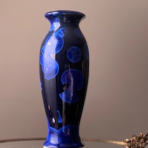 Bill Campbell Cobalt Blue Crystalline Vase | Pottery Blue Crystalline Glaze | Signed Crystalline Vase