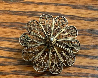 Vintage Sterling Silver Filigree Made in Israel Brooch Pin | 925 Scroll Work Detail Jewelry Brooch | Lace Work Sterling Brooch