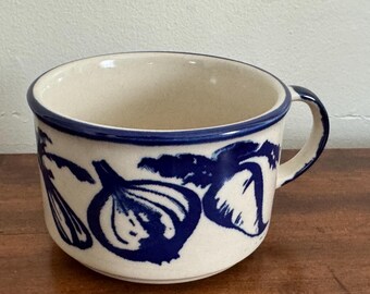 Vintage Stoneware Soup Mug with Vegetables