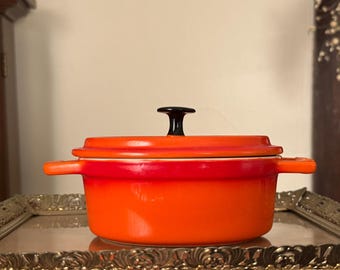 Staub La Cocotte Mini #15 Stoneware Baking Dish Oval in Flame Orange with Black Knob