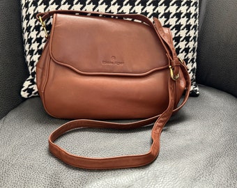 Vintage Etienne Aigner Brown Leather Purse or Handbag | Retro Aigner Shoulder Bag With Strap | Granny Chic Purse | Genuine Leather Handbag