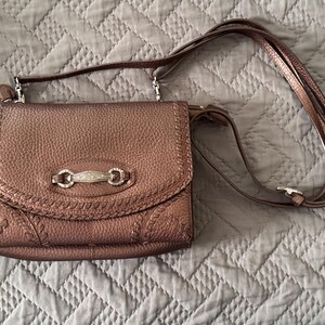 Vintage Brighton Brown Pebbled Leather Bifold Organizer Crossbody Bag image 9