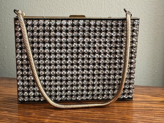 Vintage Rhinestone Compact Purse Rhinestone Studded Vintage