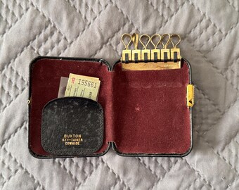 Vintage Buxton Key-tainer Black Cowhide Leather