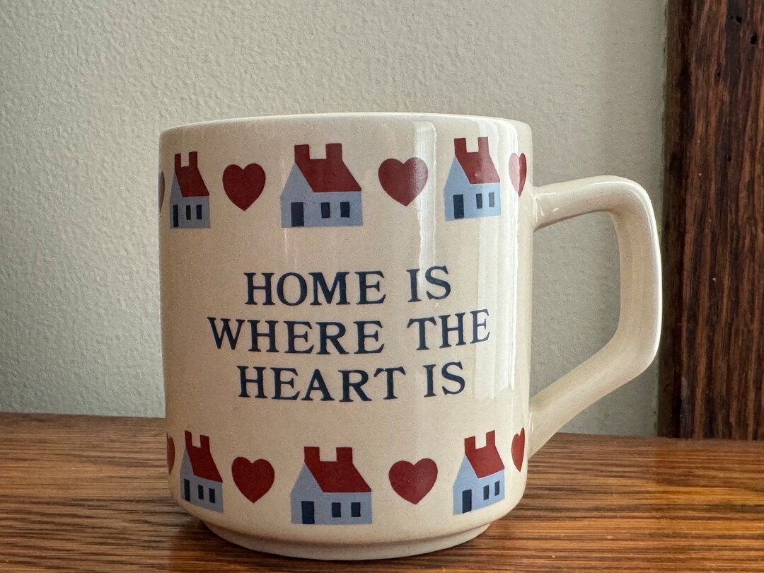 Vintage Home is Where the Heart is Ceramic Mug Country Cottage Coffee