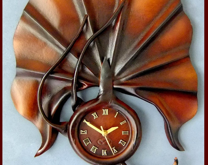 Large Handmade Wall Clock Made From Leather RRP AUD 149 Etsy Australia