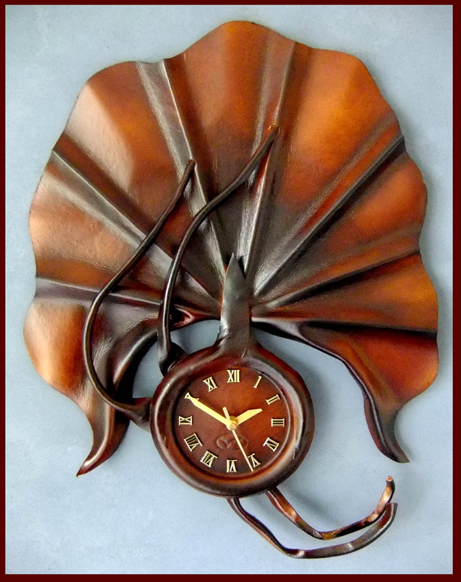 Large Handmade Wall Clock made from leather RRP AUD 149 Etsy
