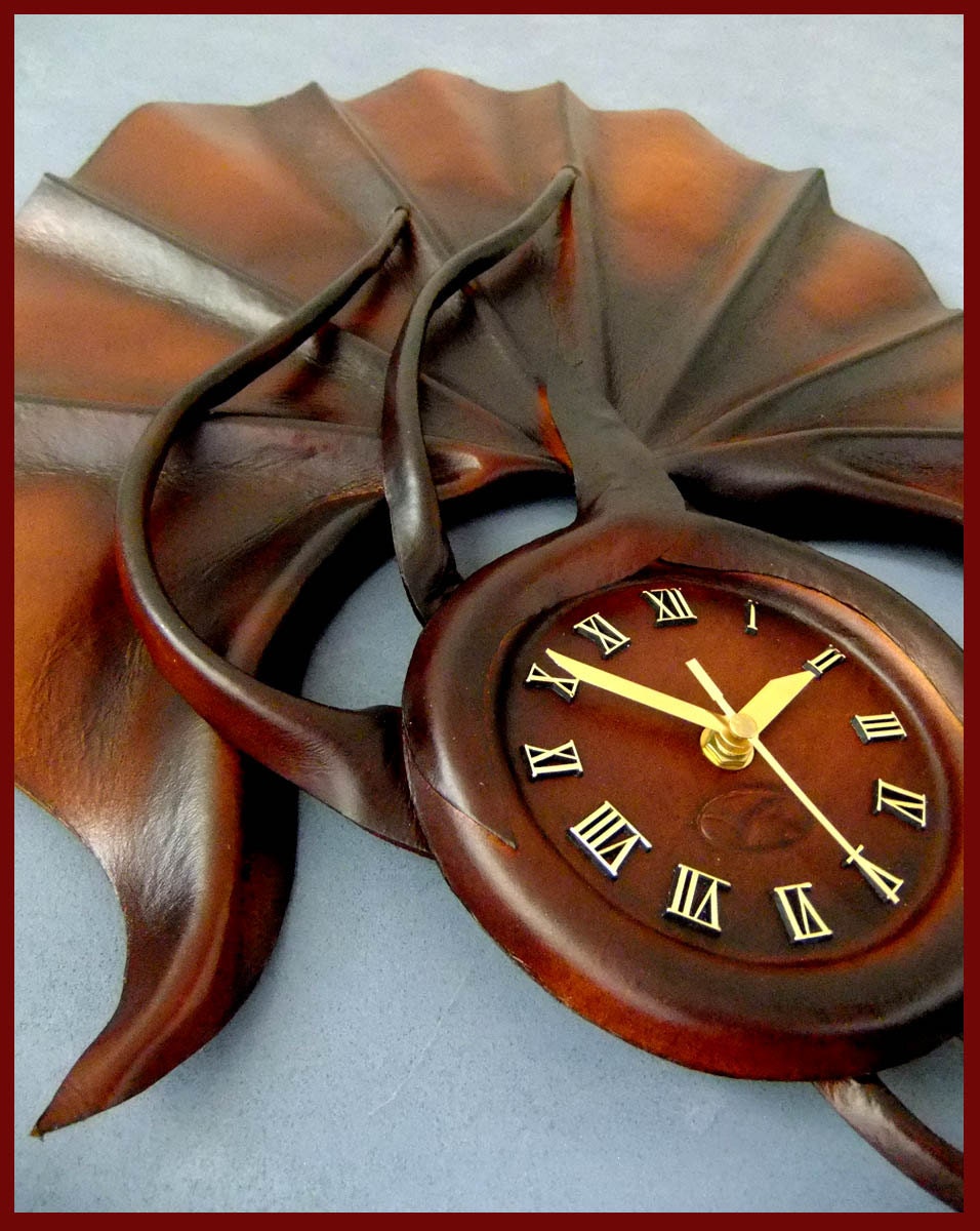 Large Handmade Wall Clock made from leather RRP AUD 149 Etsy