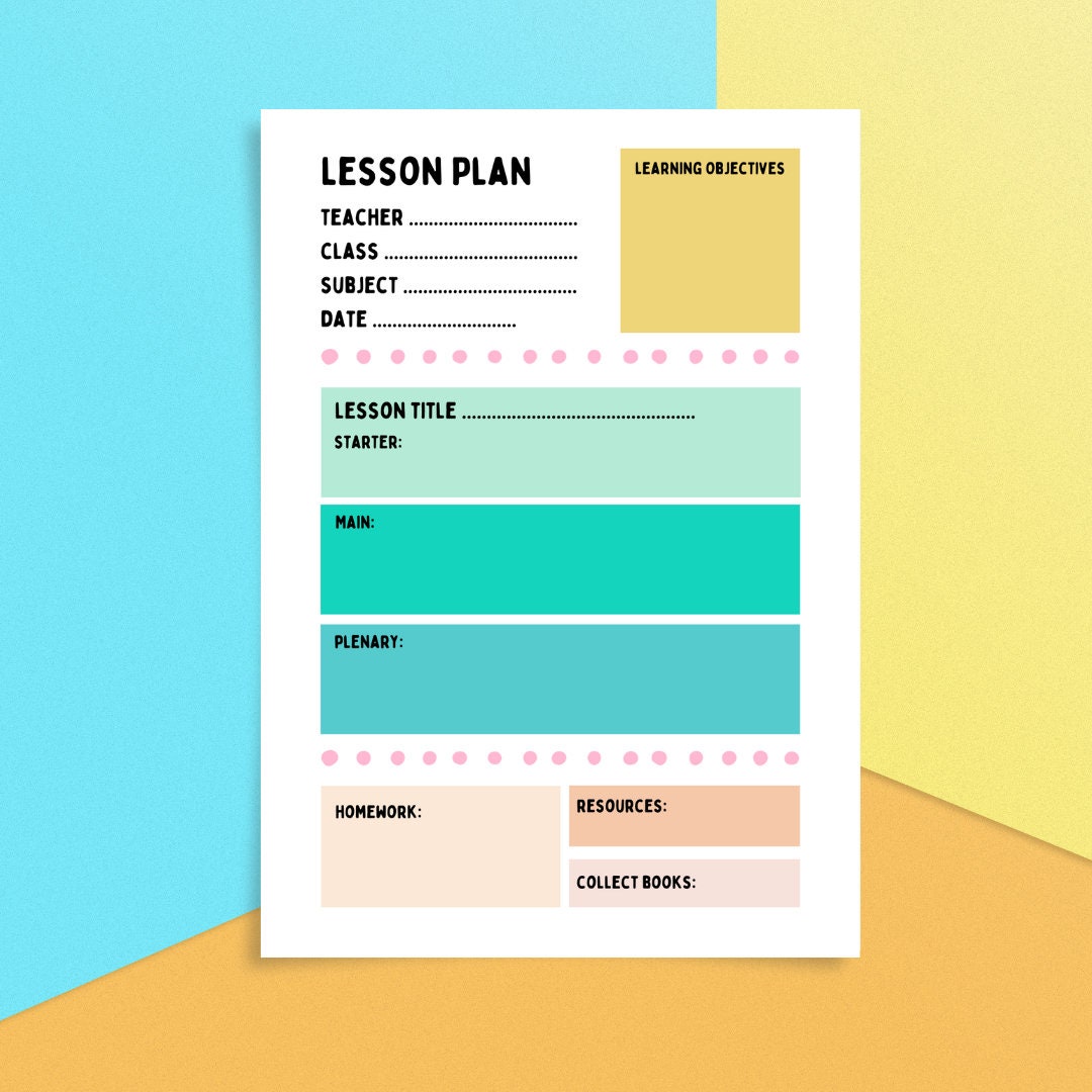 Downloadable Lesson Plan, Teaching Lesson Plan, Colourful Lesson Plan ...