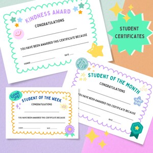 Student Certificates, Award Certificates, School Certificates, Kindergarten Certificates, Downloadable Certificates, Certificate Template