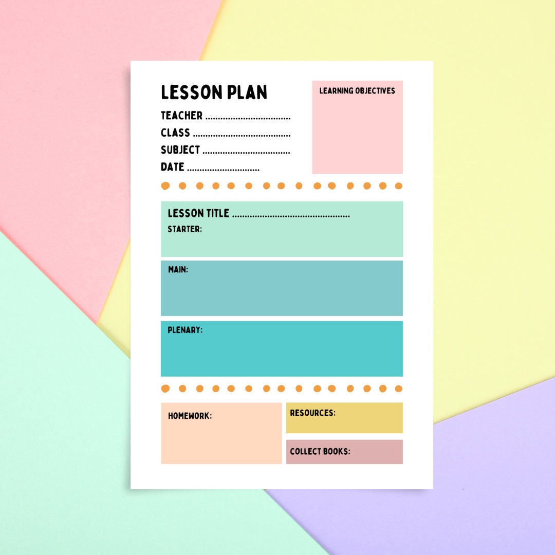 Downloadable Lesson Plan, Teaching Lesson Plan, Colourful Lesson Plan ...