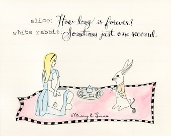 alice and the white rabbit- 8x10 art print