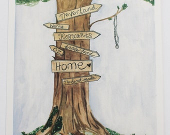 literary tree signs- 8x10 art print