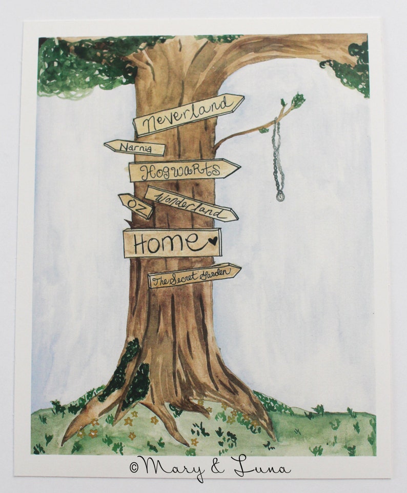 literary tree signs 8x10 art print image 1
