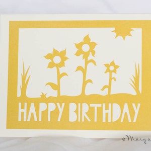 Happy Birthday greeting card: sunflowers