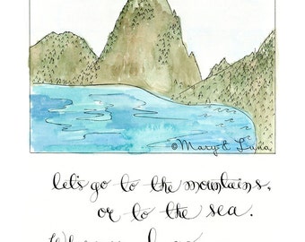 mountains + sea - 8x10 art print