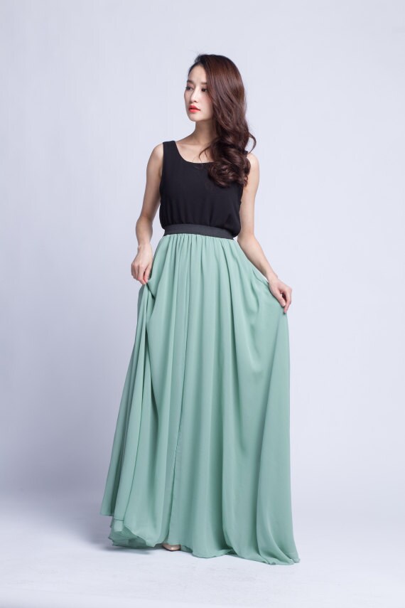 High Waist Bridemaid Skirt Chiffon Long Skirts Beautiful Elastic Waist Summer Skirt Floor Length Beach Skirt 101 78