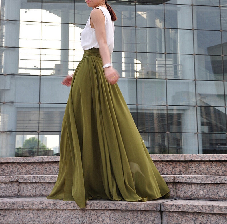 Plus Size Maxi Skirt Chiffon Silk Skirts Beautiful Bow Tie Etsy