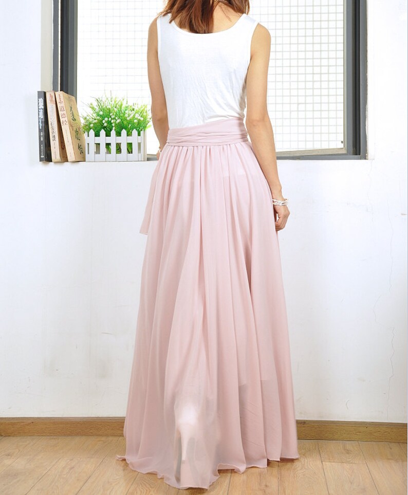High Waist Maxi Skirt Chiffon Silk Skirts Beautiful Bow Tie Etsy