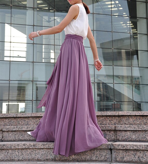 Plus Size Maxi Skirt Chiffon Silk Skirts Beautiful Bow Tie Green Elastic Waist Summer Skirt Floor Length Long Skirt 037 70