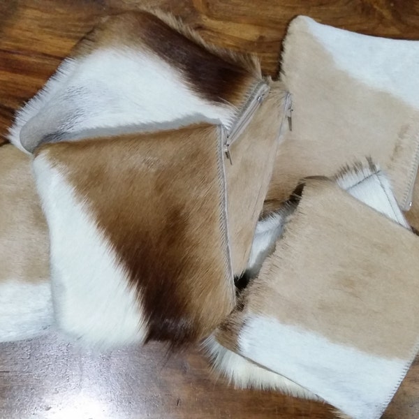 Springbok hide fur skin purse wallet