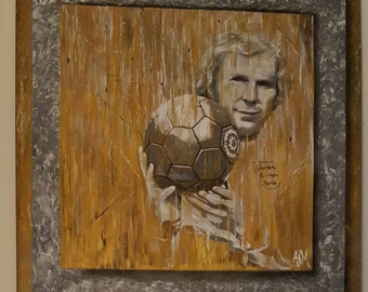 British Icons BOBBY MOORE West Ham original oil and acrylic painting by Andrew Ammons-Mistry
