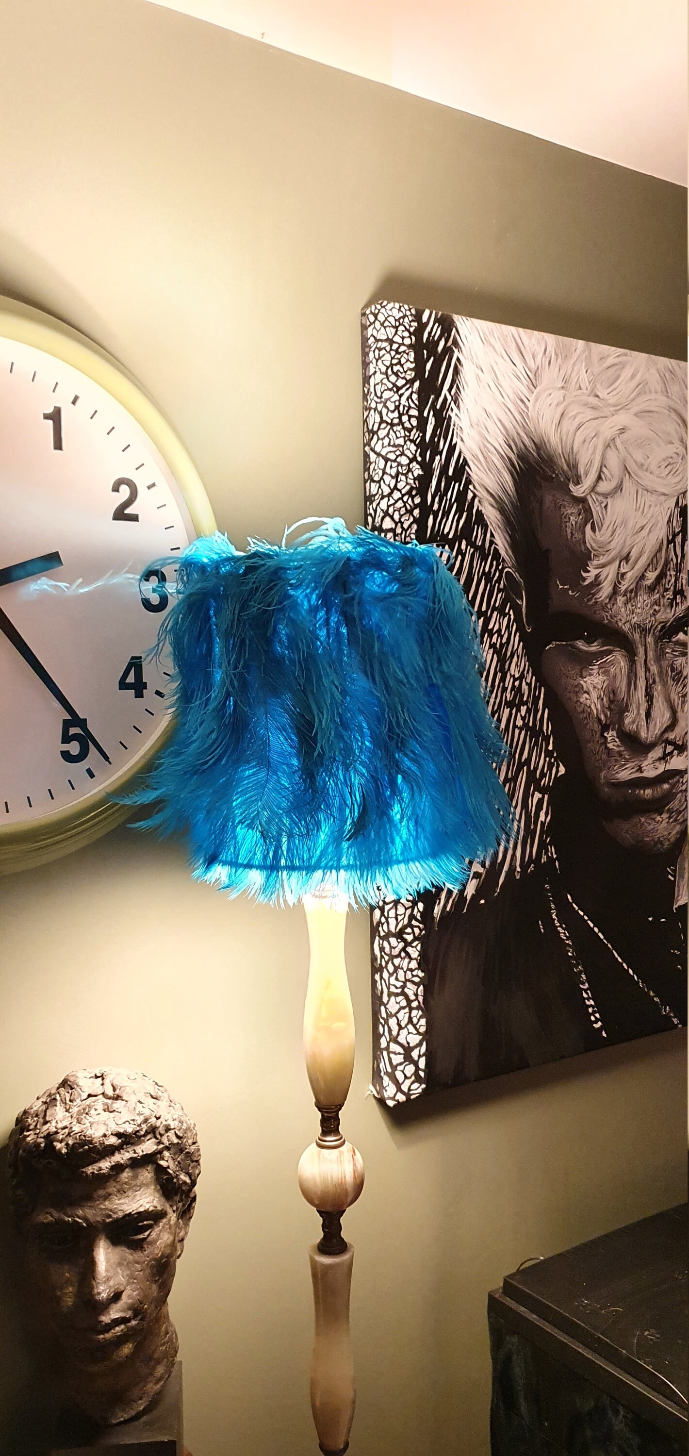 Ostrich Feather BLUE or PINK or WHITE Lamp Shade Lampshade Etsy UK