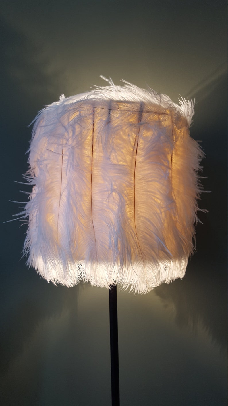 Ostrich Feather WHITE or PINK or BLUE Lamp Shade Lampshade Etsy UK