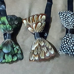 Real feather bow tie Pheasant Guinea fowl