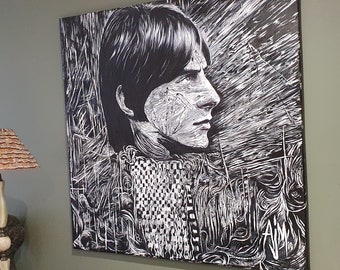 Britse iconen Paul Weller ORIGINEEL acrylschilderij