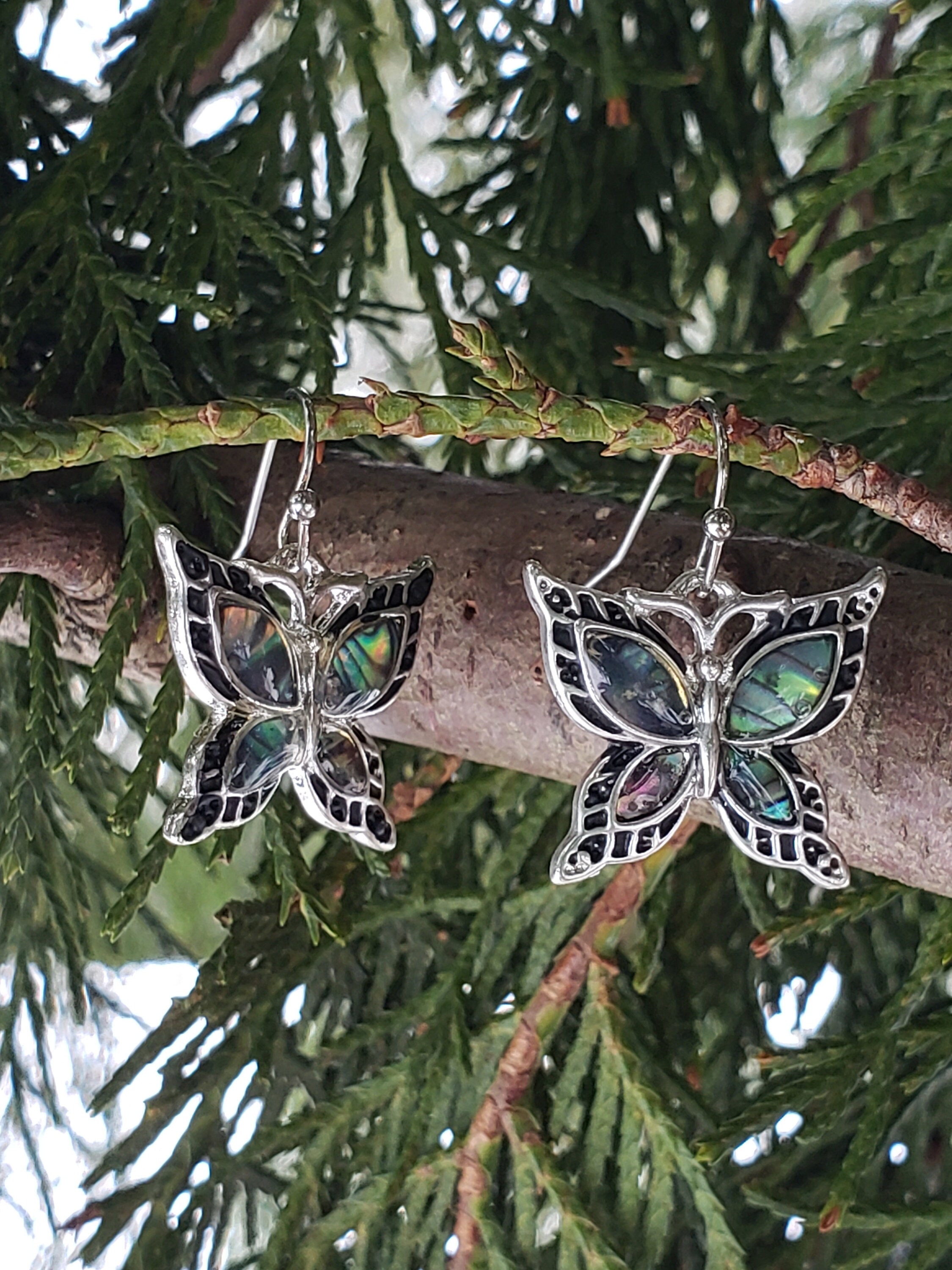Butterfly Abalone Necklace and Earring Set / Abalone Necklace Etsy