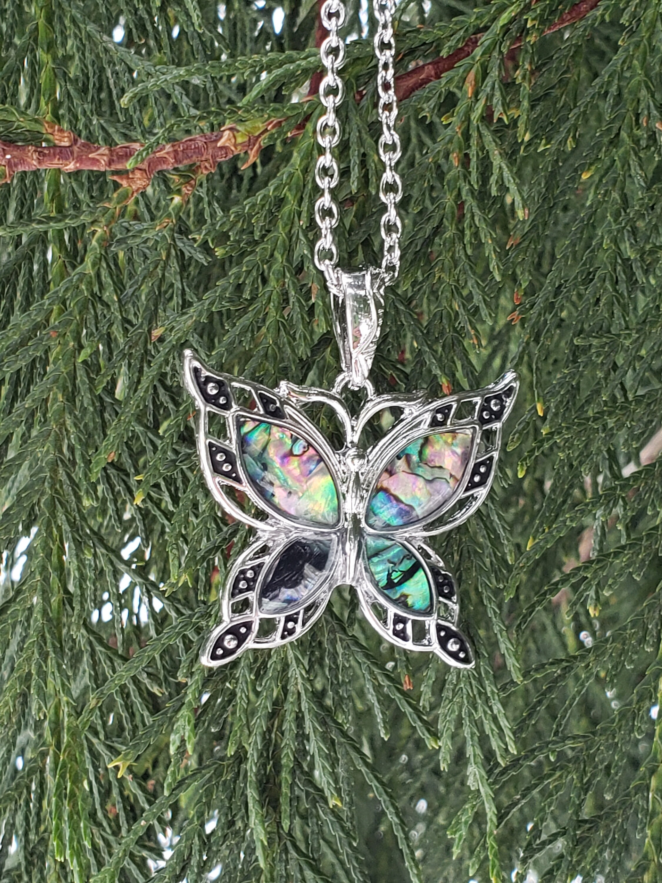 Butterfly Abalone Necklace and Earring Set / Abalone Necklace Etsy